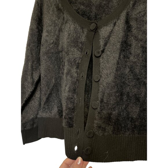 Fisher Fur Black Cardigan Sweater By Etcetera Size L Nylon & Viscose Blend - Picture 4 of 6